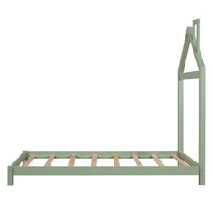 Green Twin Size Bed Frame with House Shape Headboard