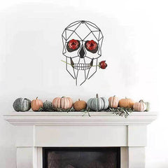 3D Wrought Iron Skull Rose Wall Art Decoration