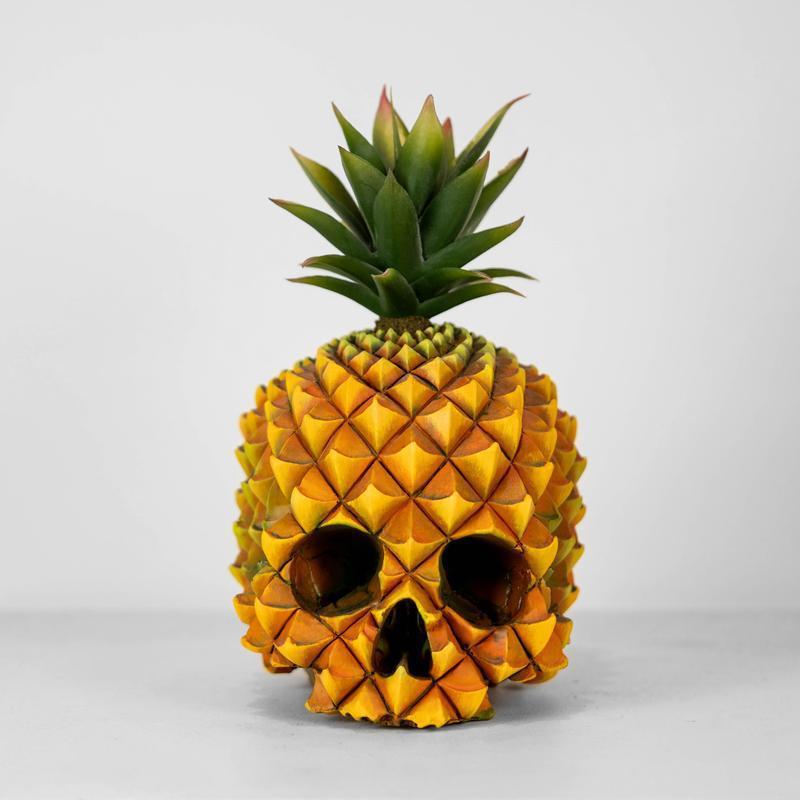 Pineapple Skull Resin Decoration