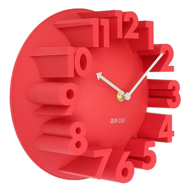 3D Wall Clock Red - Giully Wow Decor