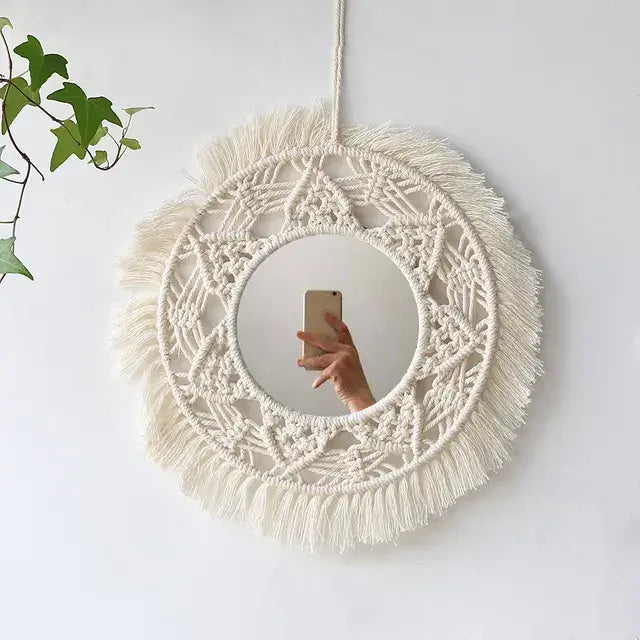 Round Mirror Macrame Style