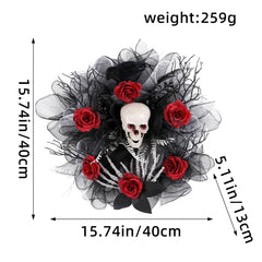 Red Rose Skull Mesh Garland