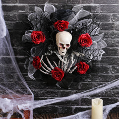 Red Rose Skull Mesh Garland