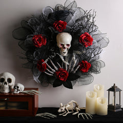 Red Rose Skull Mesh Garland