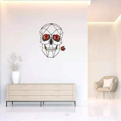 3D Wrought Iron Skull Rose Wall Art Decoration