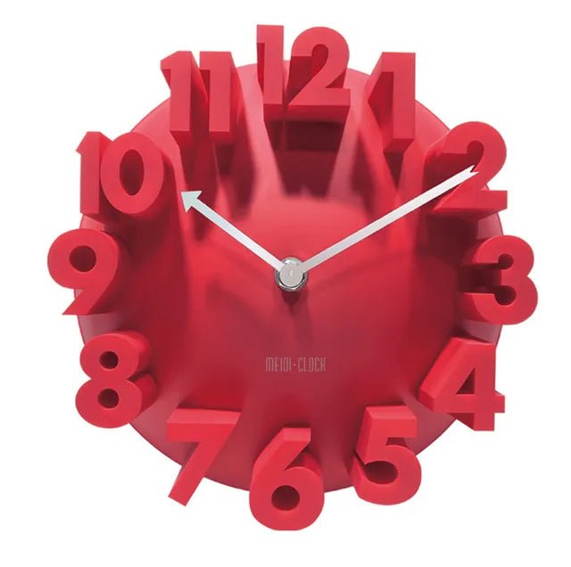 3D Wall Clock Red - Giully Wow Decor